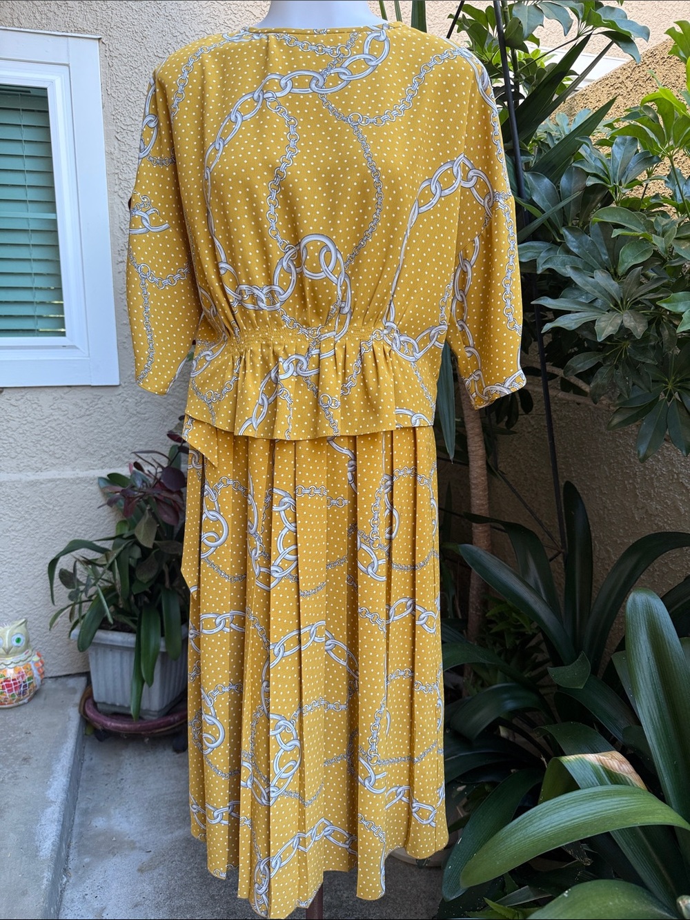 Yellow Polka Dot Chain-Print Matching Set
